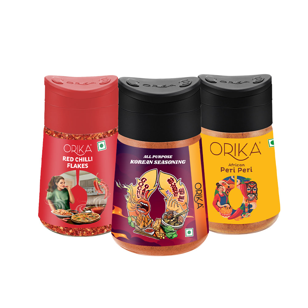 Orika Combo of Korean Seasoning, Red Chilli Flakes & African Per Peri Seasoning